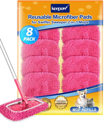 Miniatura 15 de KEEPOW Paños de barrido en seco reutilizables compatibles con Swiffer Sweeper, paños de trapeado húmedos lavables, almohadillas de trapeador
