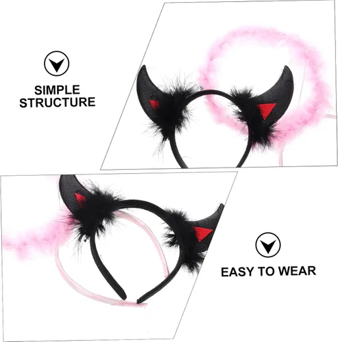 Miniatura 5 de NOLITOY 18 Pcs Halloween Headband Ox Horn Buckle Devil Horns Headband Horn Cosplay Headband Devil Headband Kids Hair Accessories Angel Headdress