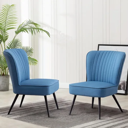 Miniatura 4 de Alunaune Moderno juego de 2 sillas decorativas azules para sala de estar, juego de muebles tapizados para dormitorio, pantuflas, silla de recepción