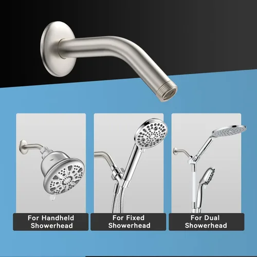 Miniatura 6 de MakeFit Brazo de ducha, brazo universal de tubo de ducha montado en la pared de 6 pulgadas con brida y cinta de teflón, brazo de extensión de acero