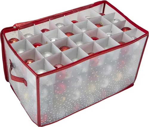 Miniatura 14 de Simplify Organizador de adornos de 27 unidades Dorado Capacidad para 27 adornos Almacenamiento de Navidad Peso ligero Dimensiones: 12.2 x