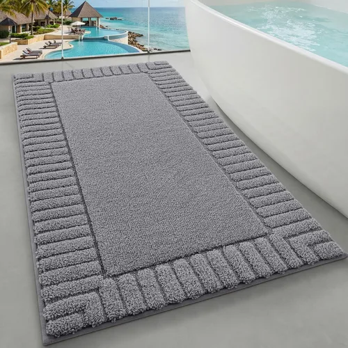 Miniatura 30 de LUMI Alfombras de baño antideslizantes con parte trasera de goma, alfombra de baño de microfibra de felpa extrasuave, absorbente, lavable a máquina