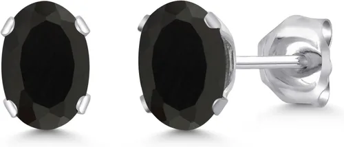 Miniatura 21 de Gem Stone King Oval Stud Earrings For Women Men 925 Sterling Silver Oval 6X4MM Gemstone Birthstone Fine Jewelry for Her Him Mom Dad Wife