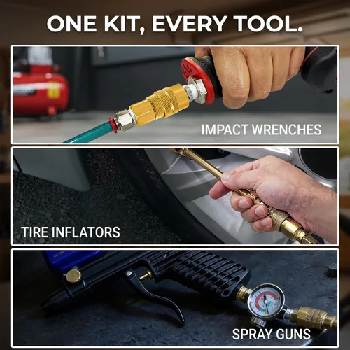 Miniatura 7 de LE LEMATEC Kit de montaje de manguera de compresor de aire de 15 piezas, accesorios de manguera de aire de conexión rápida NPT de 1/4 pulgadas