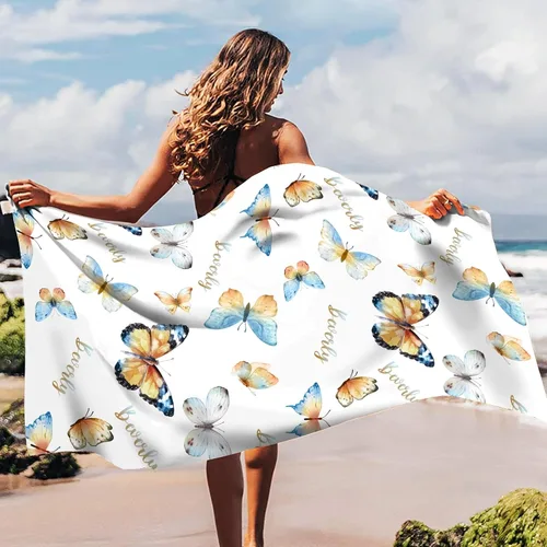 Miniatura 3 de NIBESSER Toalla de playa personalizada con nombre personalizado, toallas de microfibra sin arena, regalos personalizados, toalla de playa de viaje
