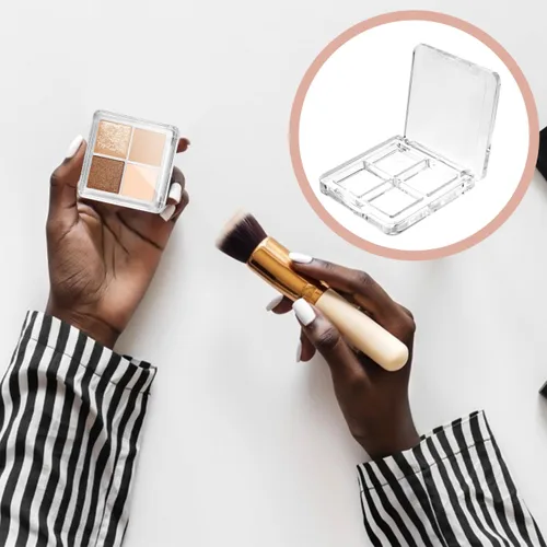 Miniatura 2 de Beaupretty Paleta de sombra de ojos vacía 4 rejillas sombra de ojos lápiz labial caja de almacenamiento caja de maquillaje transparente DIY