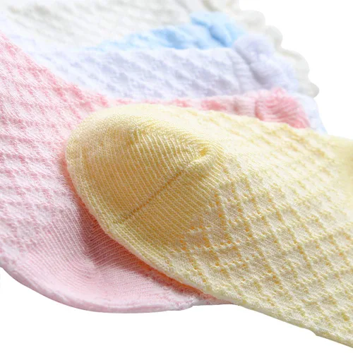 Miniatura 42 de Looching Paquete de 5 calcetines delgados de malla para bebés, niñas y niños, de algodón, color blanco, calcetines de tobillo invisibles 1-8T