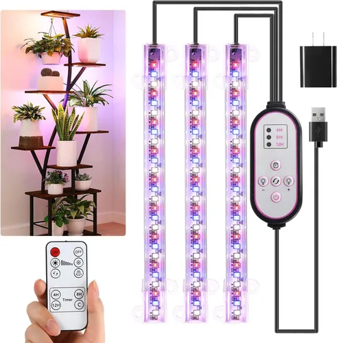 Miniatura 14 de Hywyimlait - Tiras de luz LED para crecimiento de plantas de interior, espectro completo 3500K, barra de luz para plantas con 96 LEDs con 3500K