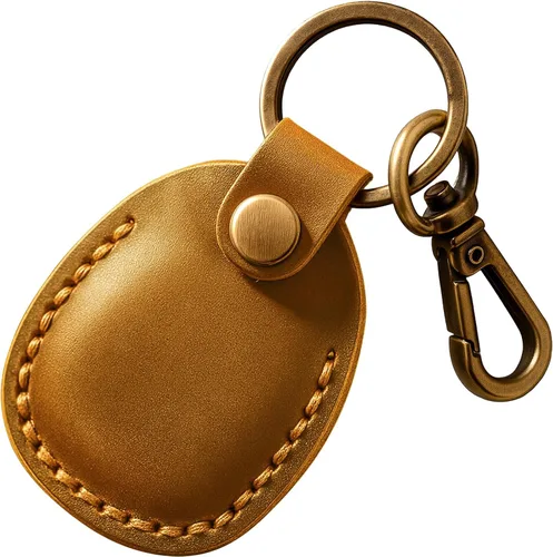 Miniatura 27 de Llavero de Airtag de cuero genuino, llavero portátil de Air tag con anillos para llaves, funda de cobertura oculta completa compatible con Airtag