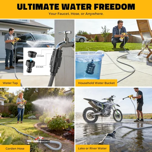Miniatura 8 de Ecarke Herramienta de limpieza portátil para automóvil compatible con batería Dewalt de 20 V, boquilla 6 en 1 y cañón de espuma, ajuste de 3