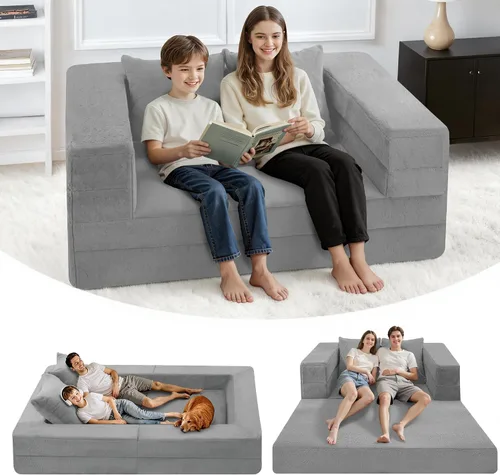 Miniatura 15 de Cama humana gigante para perro, cama 3 en 1 para perro de tamaño humano con funda de piel sintética lavable, cama grande plegable humana para Blanco