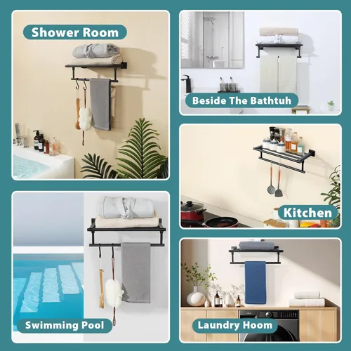 Miniatura 9 de Alise - Toallero de 16 pulgadas para baño, toallero de pared con barras de torre, estante de baño de acero inoxidable SUS 304, soporte de toalla