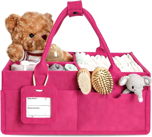 Miniatura 10 de GEMII Organizador de pañales – Organizador grande para bebés con asa para artículos esenciales para recién nacidos, niños o niñas (gris, grande)