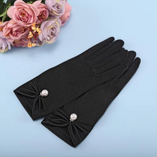 Miniatura 7 de Ayliss Guantes cortos de boda para mujer, de satén, para fiesta de ópera, de los años 20, para ocasiones especiales, vestido formal, baile, cosplay