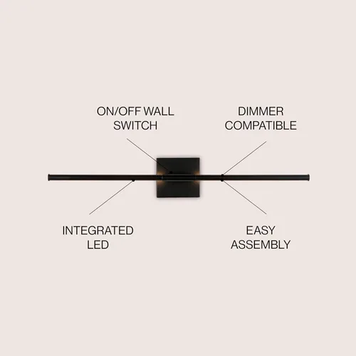 Miniatura 3 de JONATHAN Y Aplique de pared LED integrado moderno regulable negro de 28 pulgadas, luz de tocador de metal para espejo de baño, dormitorio, pasillo
