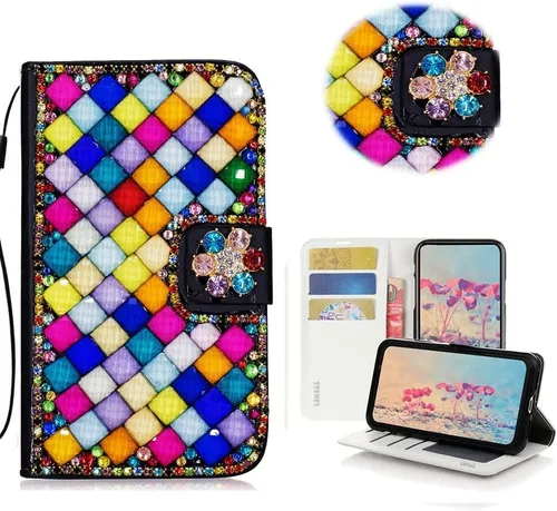 Miniatura 6 de Bling Wallet - Funda de piel compatible con iPhone 11, elegante, hecha a mano en 3D, diseño de mariposa, rosas, flores y diamantes de imitación