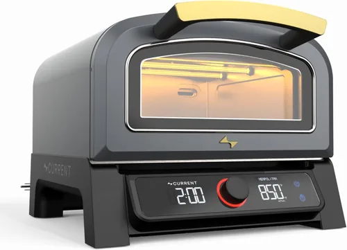 Horno de pizza eléctrico inteligente P modelo actual de Current, de 12 pulgadas, 454°C máx, 8 modos de cocción, conectividad con aplicación para