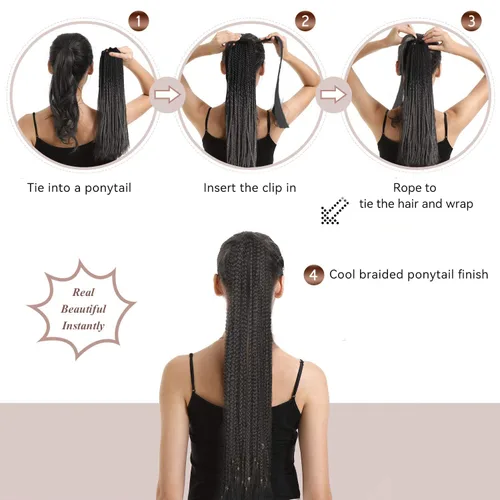 Miniatura 5 de PARAHAIR Extensiones de cabello sintético suave y natural para trenzar en caja de 18 pulgadas, 3.53 onzas, color negro natural, para mujeres y niñas