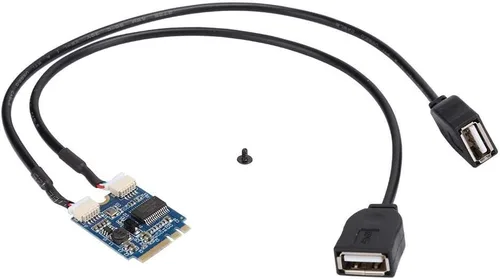 Miniatura 4 de M.2 NGFF a tarjeta elevadora USB, llave A-E a doble puerto USB2.0 tarjeta de expansión de interfaz, adaptador de cable, fácil de instalar y cómodo