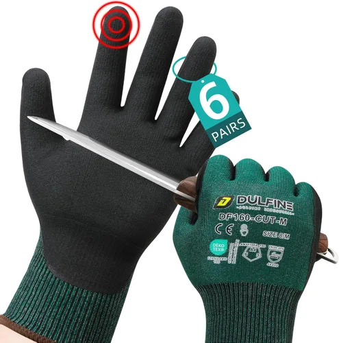 Miniatura 11 de DULFINE Safety Work Gloves for Men & Women, MicroFoam Nitrile Coated Nylon Black Grip for General Purpose, 3/6/12/36 Pairs Gris