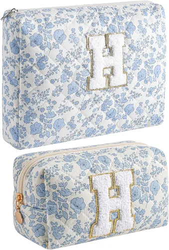 Miniatura 60 de Bolsa de maquillaje alfabética JOVAKIT, bolsa de cosméticos para mujeres, regalos de Navidad para niñas de 6 a 18 años, neceser de viaje con flores