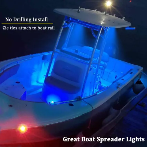 Miniatura 2 de Luces de Barco para Pesca Nocturna, Instalación Adhesiva Luz de Cubierta de Barco, Luz Interior, Luces de Inundación y Esparcidor para Botes Pontón