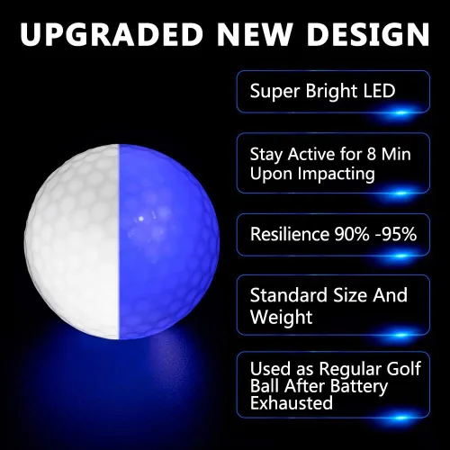 Miniatura 6 de THIODOON Glow in The Dark Golf Balls Light up Led Golf Balls Night Golf Gift Sets for Men Kids Women 6 Pack