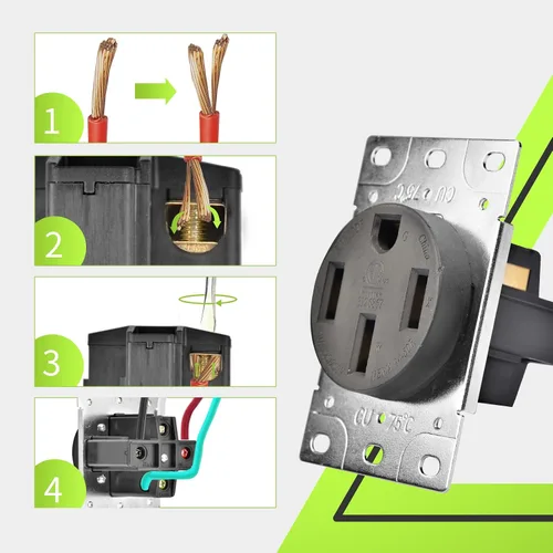 Miniatura 2 de RVMATE Receptáculo NEMA TT-30R, salida RV de 30 amperios, hoja recta de 125 voltios, reemplazo de potencia de montaje empotrado, 2 polos, 3 cables
