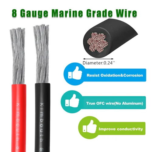 Miniatura 2 de Cable marino de calibre 8, cable de cobre estañado para barco, estándar de EE. UU., OFC, alambre de cobre libre de oxígeno para altavoces de lanchas