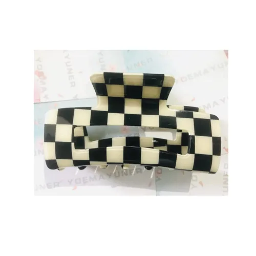 Miniatura 6 de Pinzas para el cabello a cuadros para mujeres y niñas, pinzas de pelo de moda para peinar con pinzas de garra, cabello grueso, forma rectangular