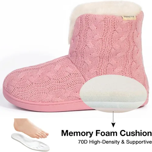 Miniatura 4 de HomeTop Pantuflas mullidas de espuma viscoelástica para mujer con suela de goma para interiores y exteriores
