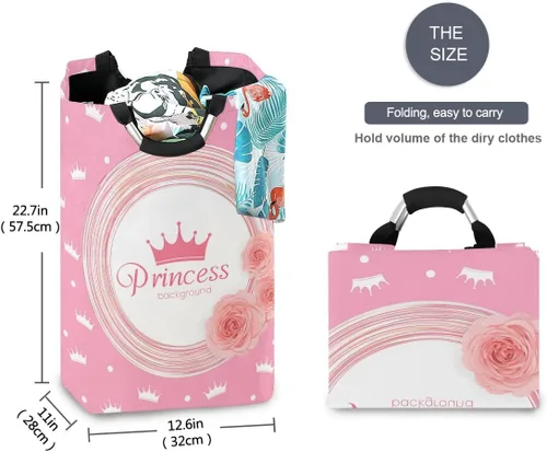Miniatura 4 de Cesta de lavandería con corona de princesa, cesta de tela plegable, cesta de lavado, bolsa de ropa plegable para el día de la madre