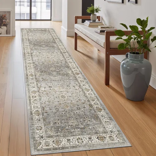 Miniatura 10 de Alfombra de pasillo lavable de 2 x 6 pies - Alfombras de cocina con respaldo antideslizante vintage suave estilo granja, alfombra de entrada