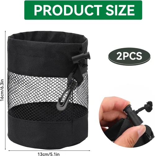 Miniatura 2 de JJUNW 2 bolsas de almacenamiento para pelotas de golf, bolsas de malla de nailon para pelotas de golf, bolsa de golf, organizador de bolsas de golf