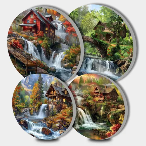 Miniatura 17 de Nordics - Juego de 4 fundas para quemadores de flores étnicas bohemias, estilo rústico, arte floral indio, patrón geométrico abstracto, quemador
