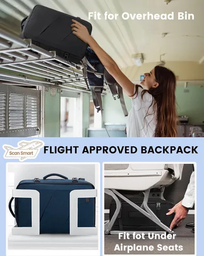 Miniatura 3 de LOVEVOOK Peersonal - Mochila de viaje extra grande de 40 L, bolsa de artículos Peersonal aprobada por vuelo, resistente al agua, mochila de 17 Azul