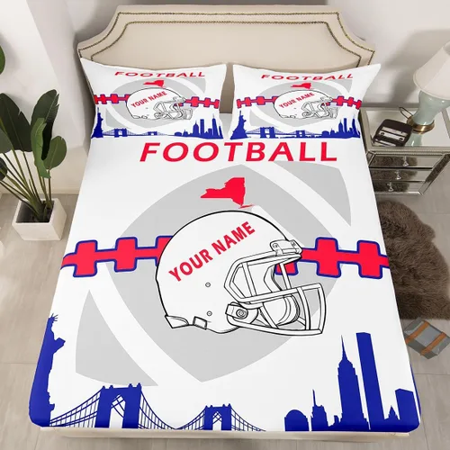 Miniatura 9 de Erosebridal Juego de sábanas bajeras personalizadas de fútbol americano para niños y niñas, juego de cama de jugadores de fútbol, juego de ropa