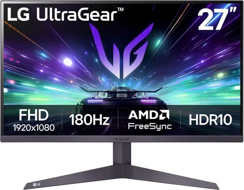 LG 27GS50F-B Monitor de juegos Ultragear FHD de 27 pulgadas (1920 x 1080) con 180Hz, 1ms MBR, HDR10, AMD FreeSync, HDMI, DisplayPort, diseño
