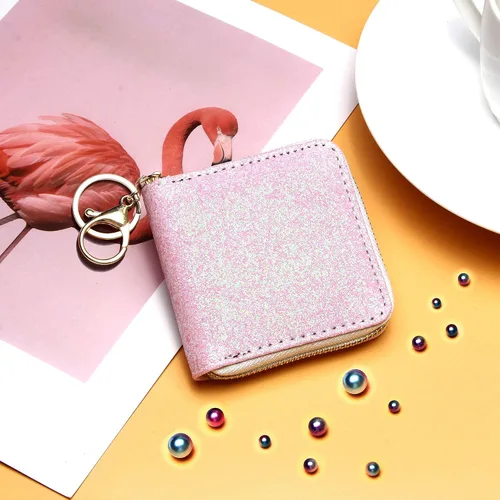 Miniatura 54 de GEEAD - Monedero pequeño con purpurina para mujer o niña, con anillo para llavero