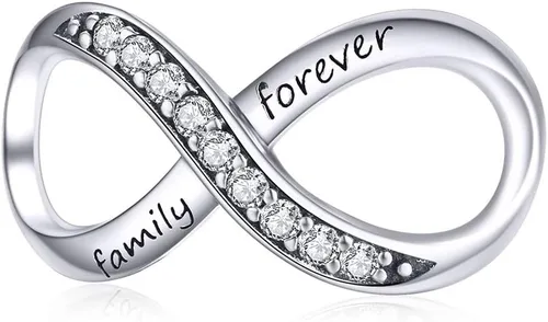Miniatura 29 de Abalorios de plata de ley para pulseras, collares, familia para siempre, circonita cúbica, regalo de joyería para mujeres