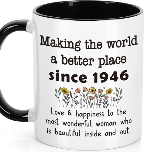 Miniatura 10 de LEJIAJINW Regalos de 80 cumpleaños para hombres y mujeres – Regalos para mujer de 80 años de edad, regalo de cumpleaños 80 para él – Taza de café