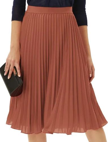 Miniatura 210 de GRACE KARIN - Falda plisada de gasa para mujer, con cintura alta y elástica, vuelo, corte acampanado y longitud por debajo de la rodilla