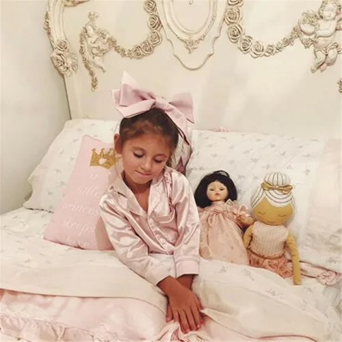 Miniatura 3 de Conjunto de pijama de satén con botones y pantalones largos, ropa de dormir para niños y niñas