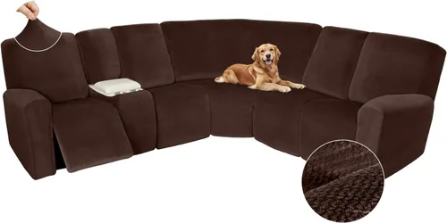 Miniatura 562 de Arfntevss Fundas de sofá seccional reclinable de terciopelo, Funda de sofá seccional de esquina para sofá reclinable, Funda elástica suave