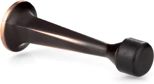 Ilyapa Topes sólidos para puerta, paquete de 10 topes de puerta sólidos tradicionales de 2 pulgadas, bronce aceitado con parachoques de goma, topes