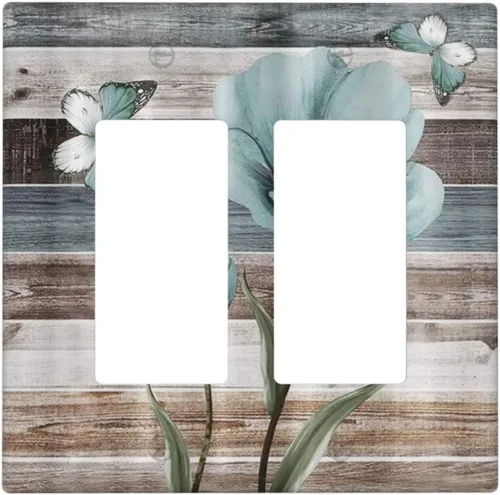 Miniatura 58 de Cubiertas de Interruptor de Luz Artísticas de Cuádruple Palanca con Hojas Tropicales Florales Boho, Flores Bohemias Decorativas Botánicas, Placas