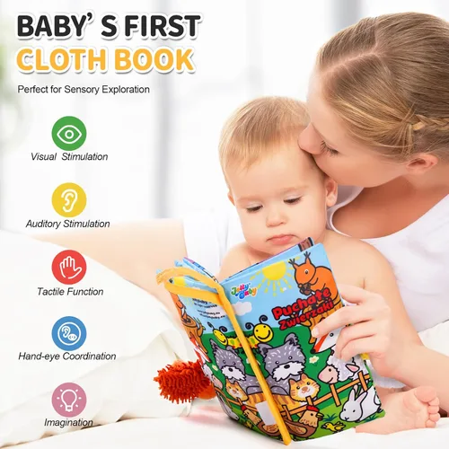 Miniatura 2 de Jollybaby Libros de tela para bebés, libros suaves arrugados para tocar y sentir, para bebés lactantes, juguetes interactivos educativos tempranos C