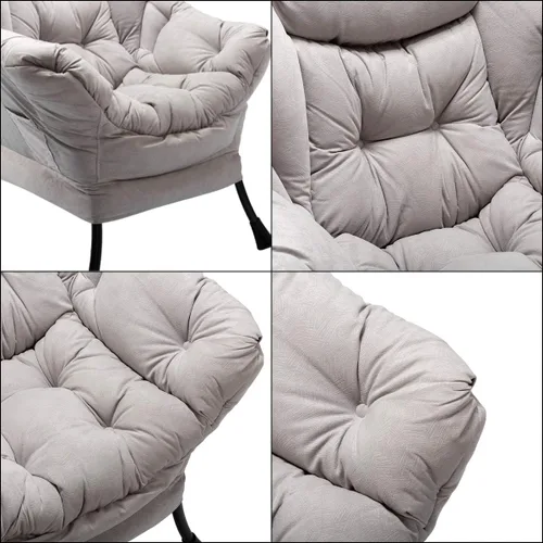 Miniatura 5 de HollyHOME - Silla perezosa con reposabrazos y bolsillo lateral, cómoda silla de sala de acento, sillón de sofá de ocio para sala de estar, recámara