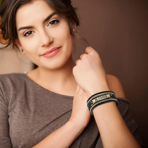 Miniatura 5 de Long tiantian Pulseras de cuero para mujer, pulseras de moda para mujer, pulsera apilable de cruz para mujer, pulseras de múltiples capas