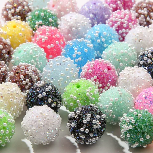 Miniatura 8 de 50 cuentas de diamantes de imitación de 0.78 pulgadas – Bola de discoteca brillante, goma de mascar gruesa, redonda de cristal, plástico jumbo